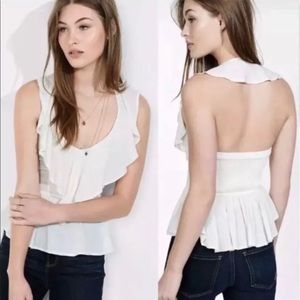 EXPRESS Ivory Blouse Ruffled Halter  TopSz XS